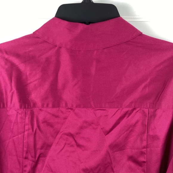 Lane Bryant NWT Top Sz 16 Fuchsia Pink Long Sleeve Button Up Shirt Sheen - Picture 6 of 7